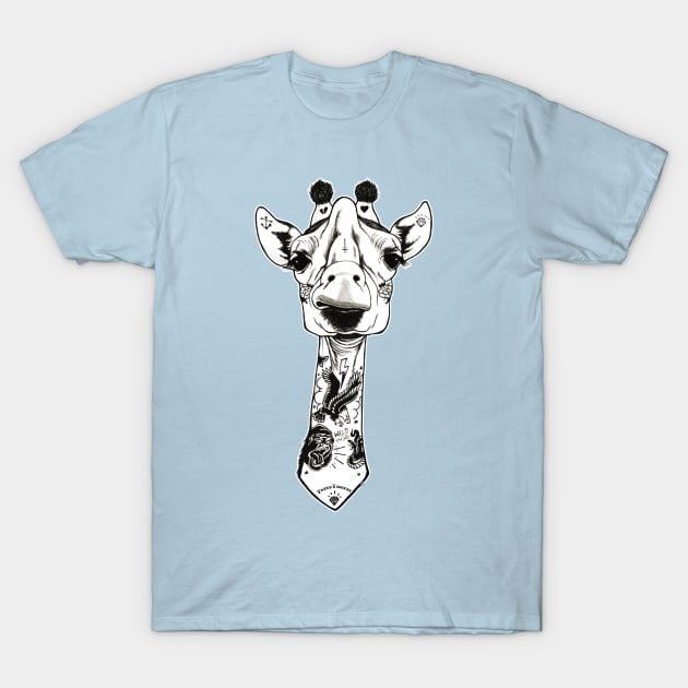 Tattooed Giraffe T-Shirt by PaperTigress